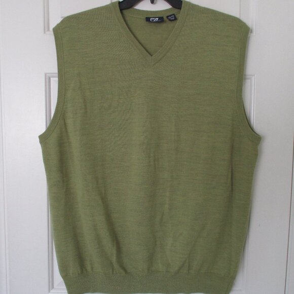Cutter & Buck Mens Olive Green Merino Wool Golf Sweater Vest NWOT - Size XXL - Picture 1 of 2